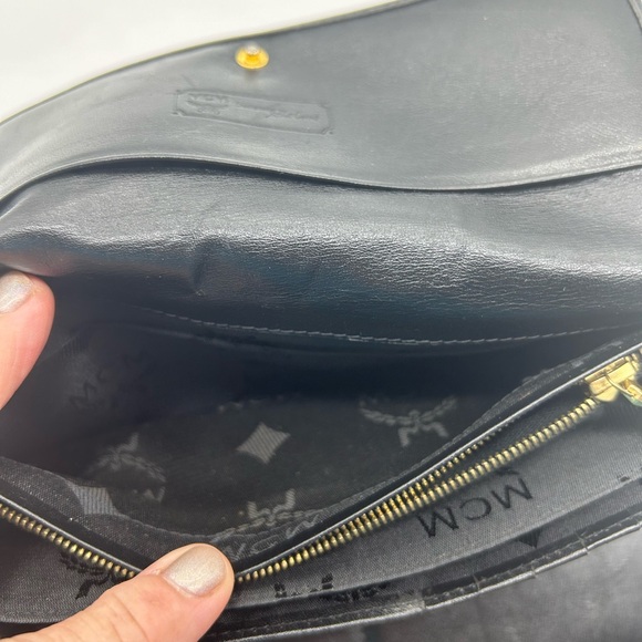 MCM monogrammed black nylon long wallet